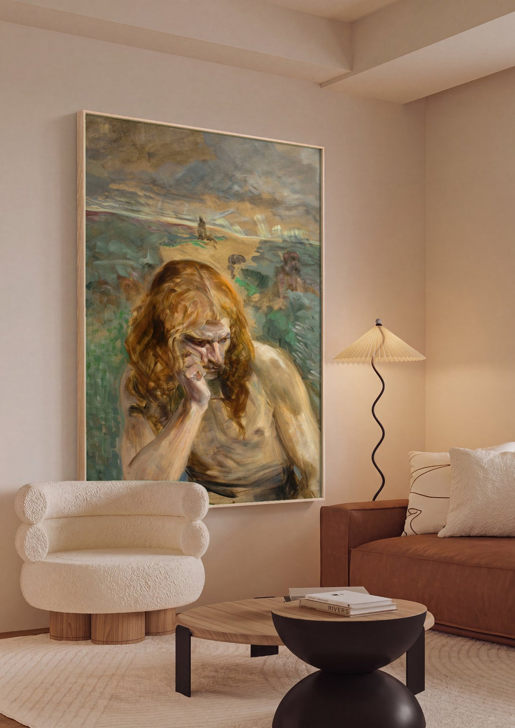 Quadro Decorativo 'O Pária' - Jacek Malczewski em ambiente decorado