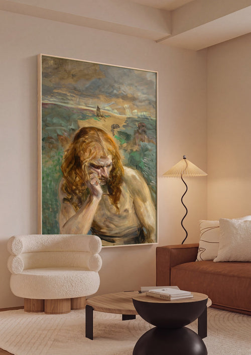 Quadro Decorativo 'O Pária' - Jacek Malczewski em ambiente decorado