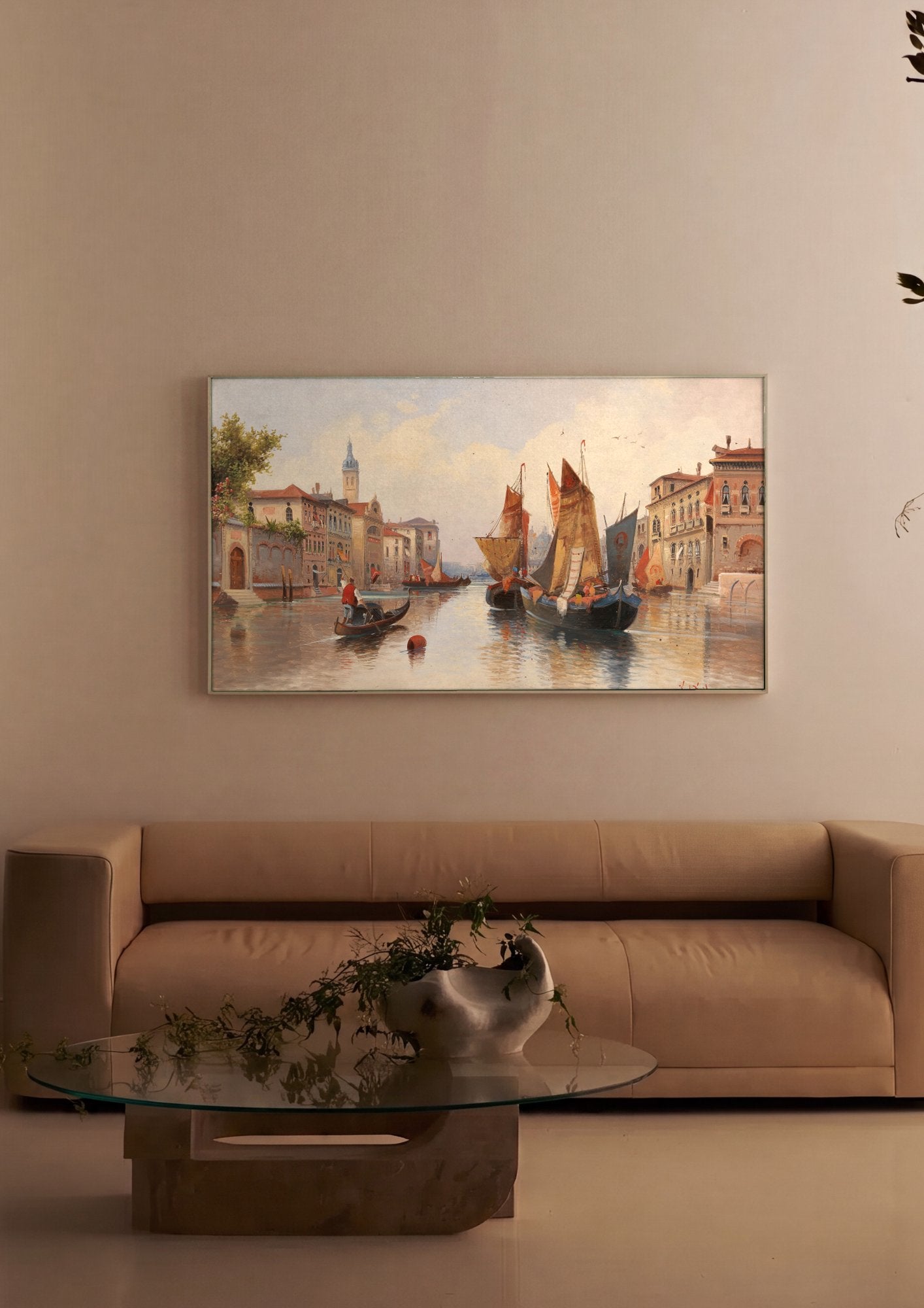 Quadro Decorativo Canal Grande em Veneza - Karl Kaufmann em ambiente decorado
