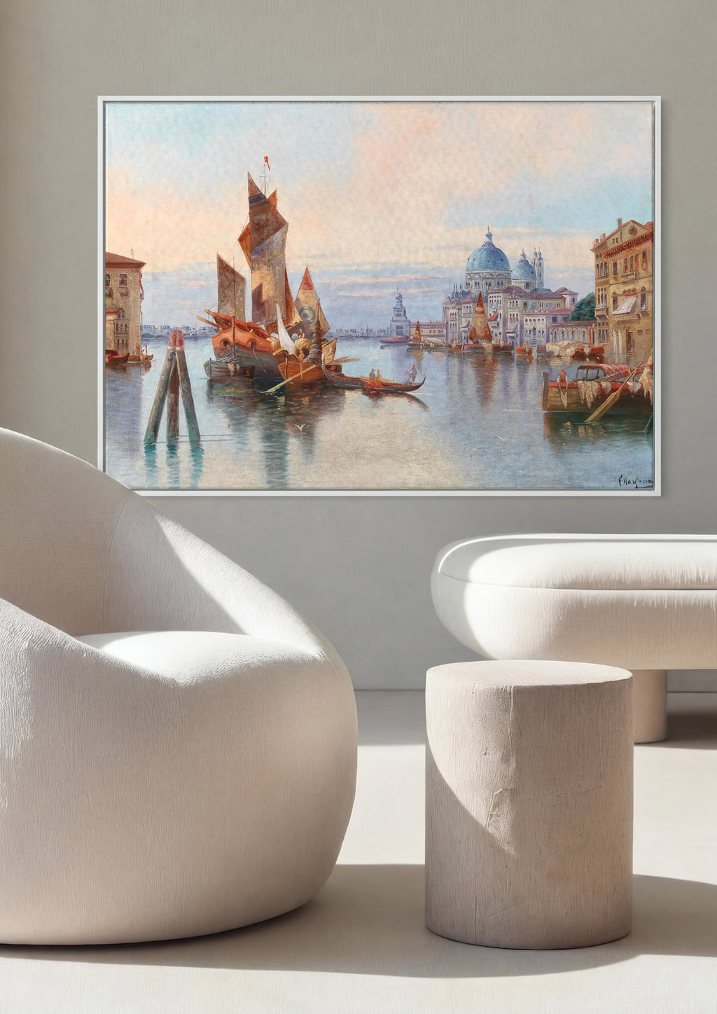 Quadro Decorativo Canal Grande em Veneza - Karl Kaufmann em ambiente decorado