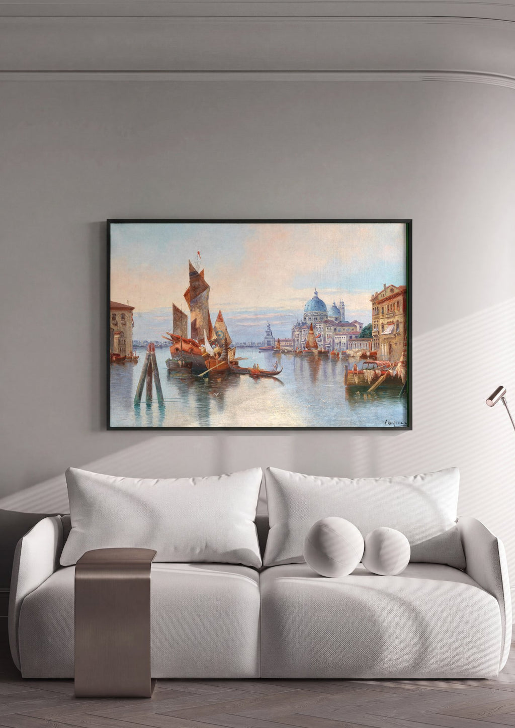 Quadro Decorativo Canal Grande em Veneza - Karl Kaufmann em ambiente decorado