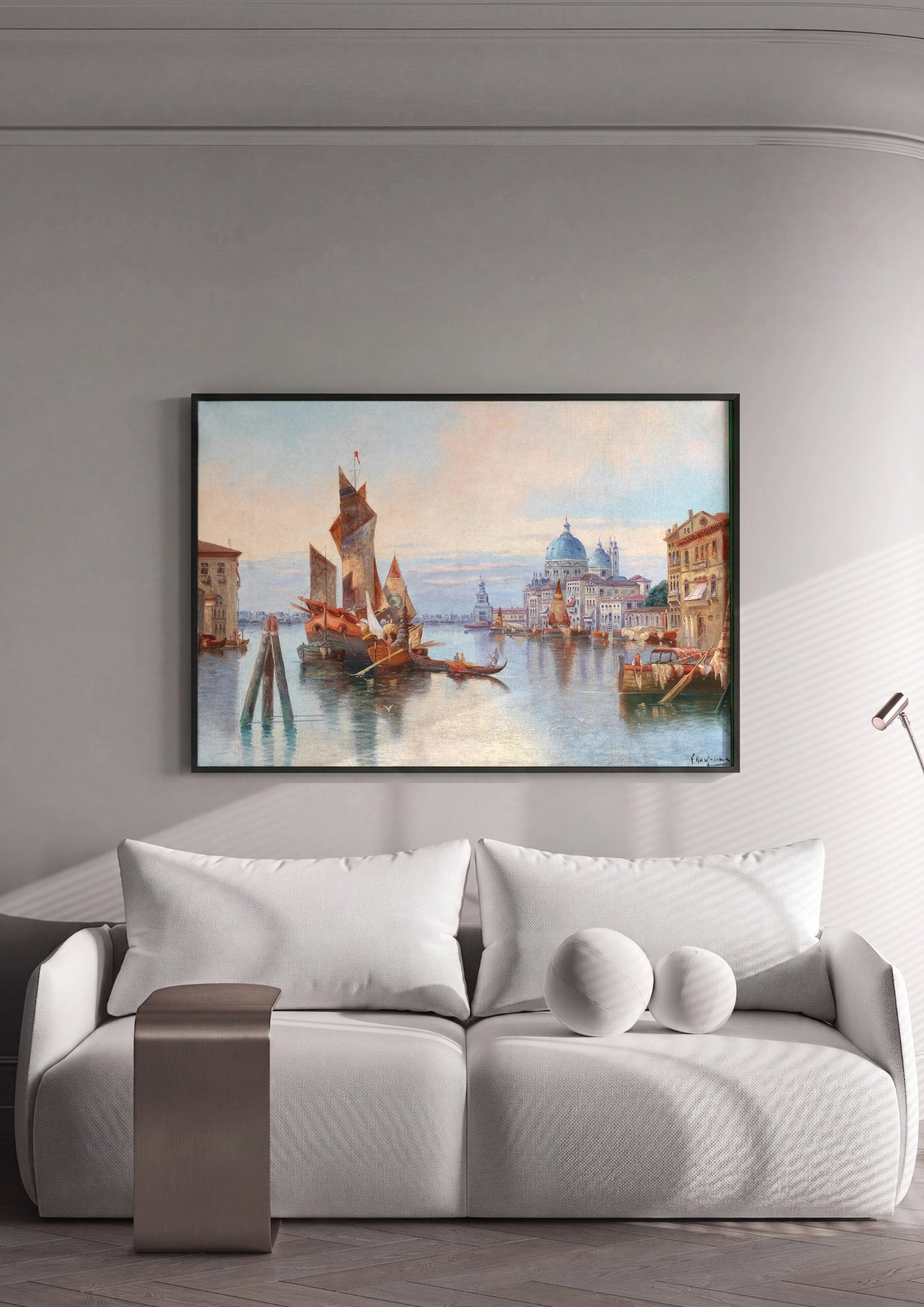 Quadro Decorativo Canal Grande em Veneza - Karl Kaufmann em ambiente decorado