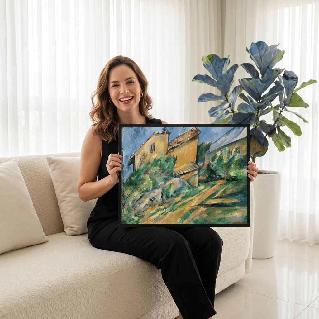 Quadro Decorativo Casas na Provença - Cézanne com modelo em ambiente