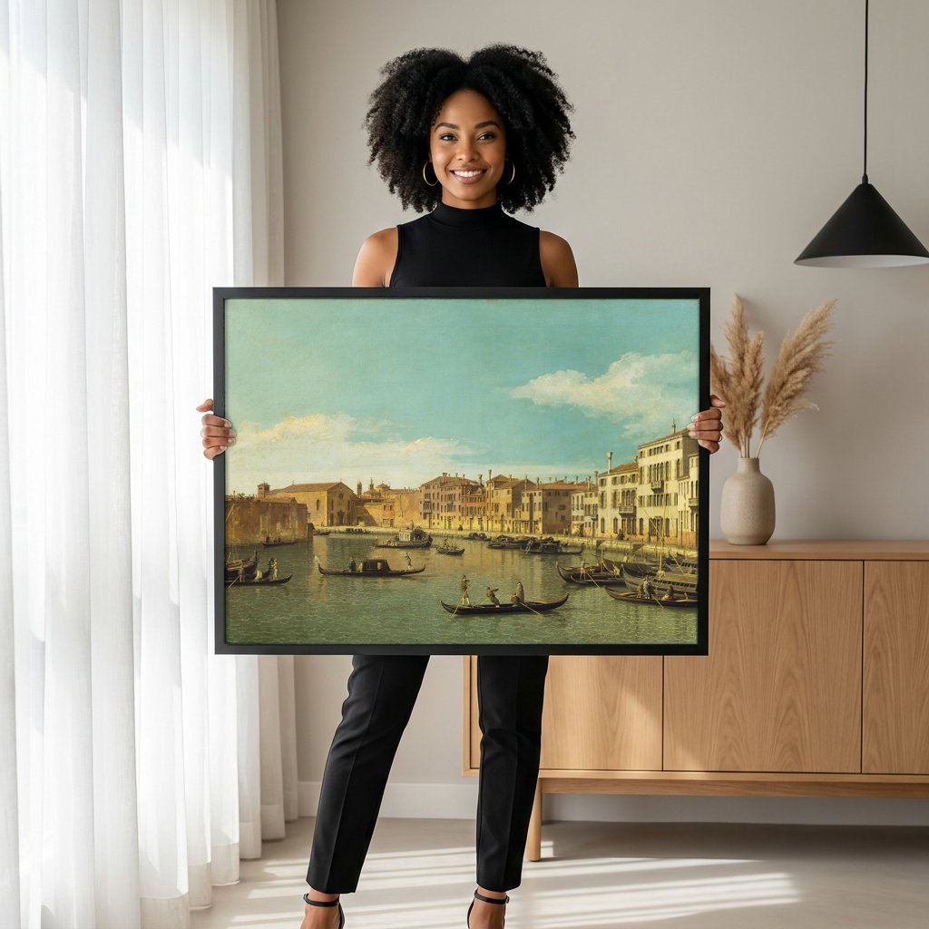 Quadro Decorativo Canal Grande em Veneza - Canaletto com modelo em ambiente