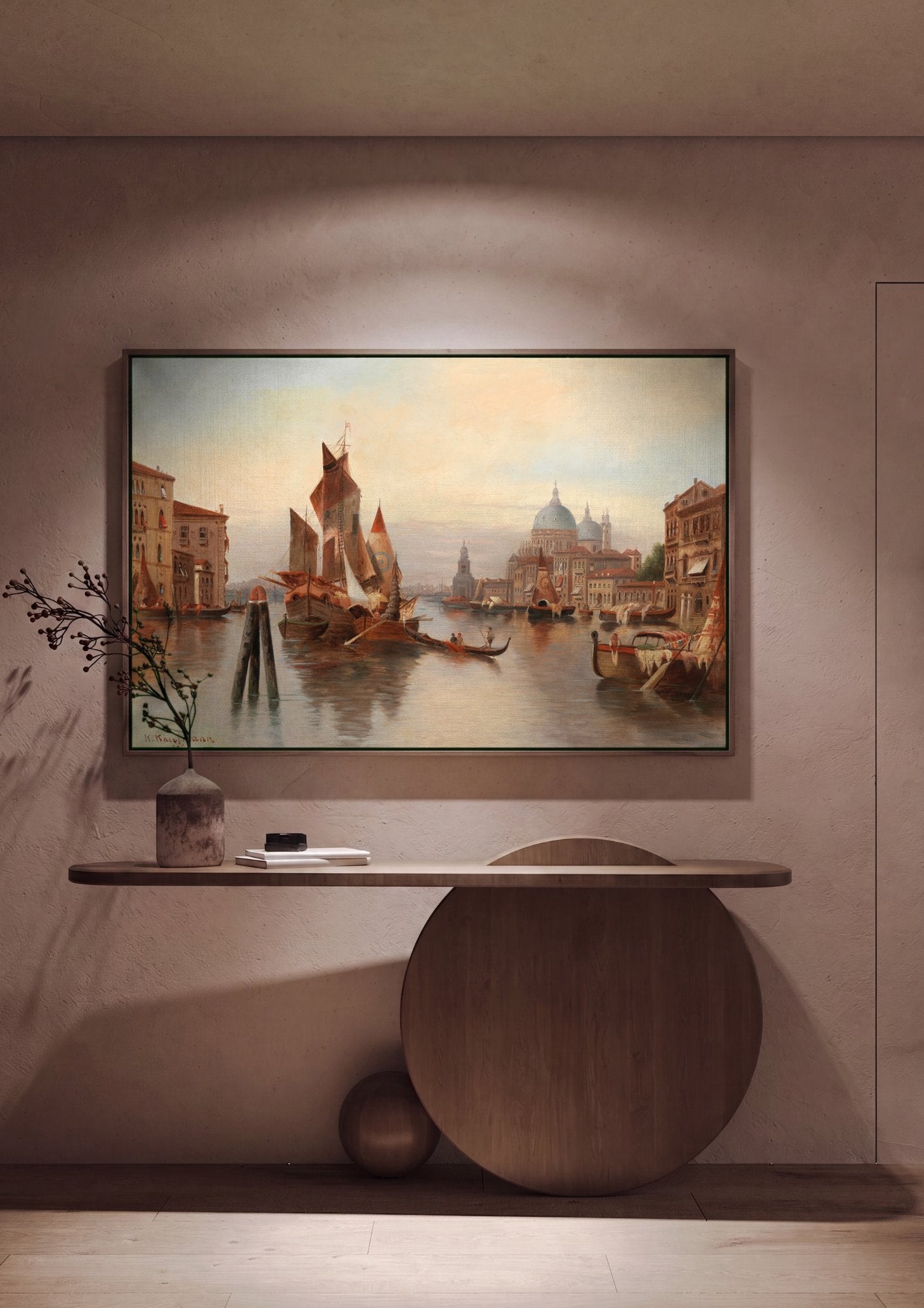 Quadro Decorativo Canal Grande em Veneza - Karl Kaufmann em ambiente decorado