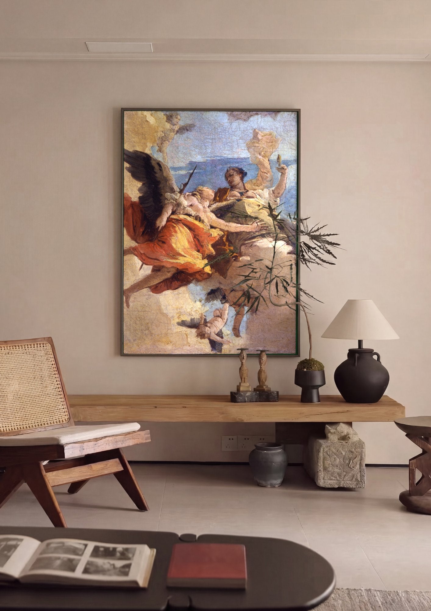 Quadro Decorativo A Virtude e a Nobreza - Tiepolo em ambiente decorado
