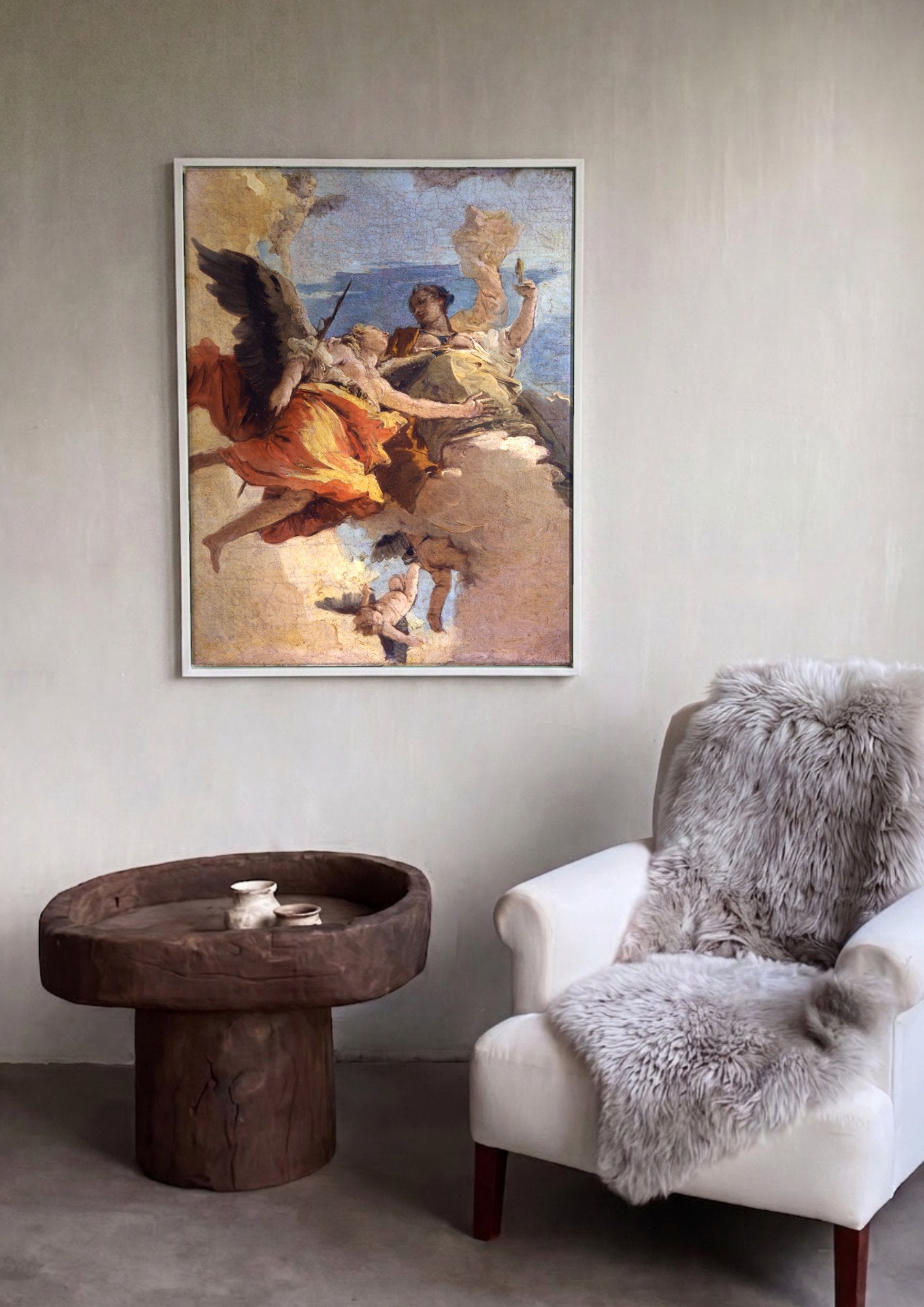 Quadro Decorativo A Virtude e a Nobreza - Tiepolo em ambiente decorado