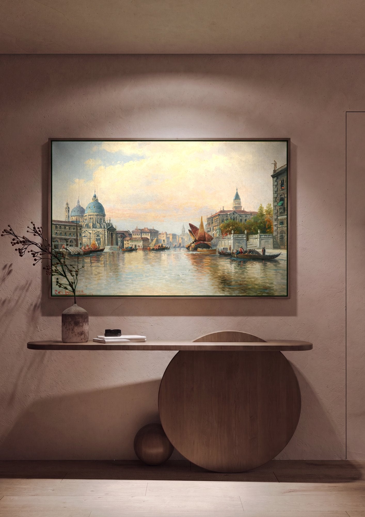 Quadro Decorativo Canal Grande em Veneza - Karl Kaufmann em ambiente decorado