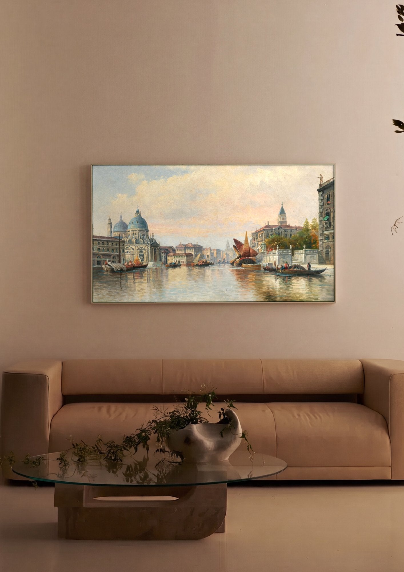 Quadro Decorativo Canal Grande em Veneza - Karl Kaufmann em ambiente decorado