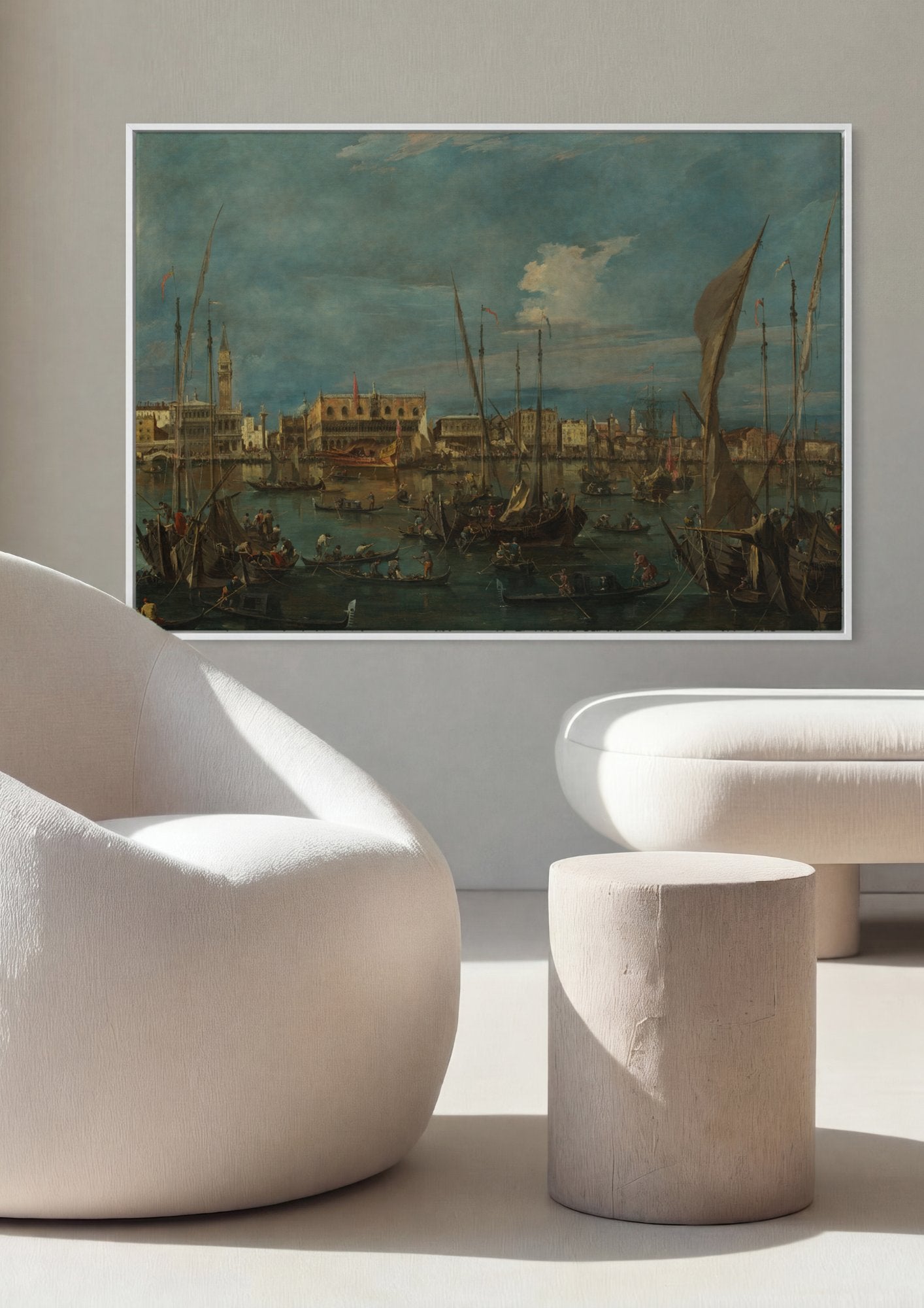Quadro Decorativo Canal Grande em Veneza - Francesco Guardi em ambiente decorado