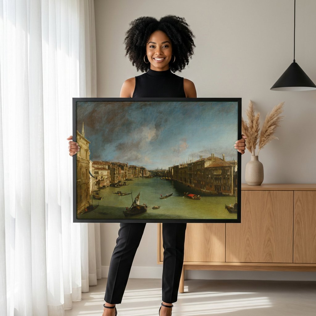 Quadro Decorativo Canal Grande em Veneza - Canaletto com modelo em ambiente