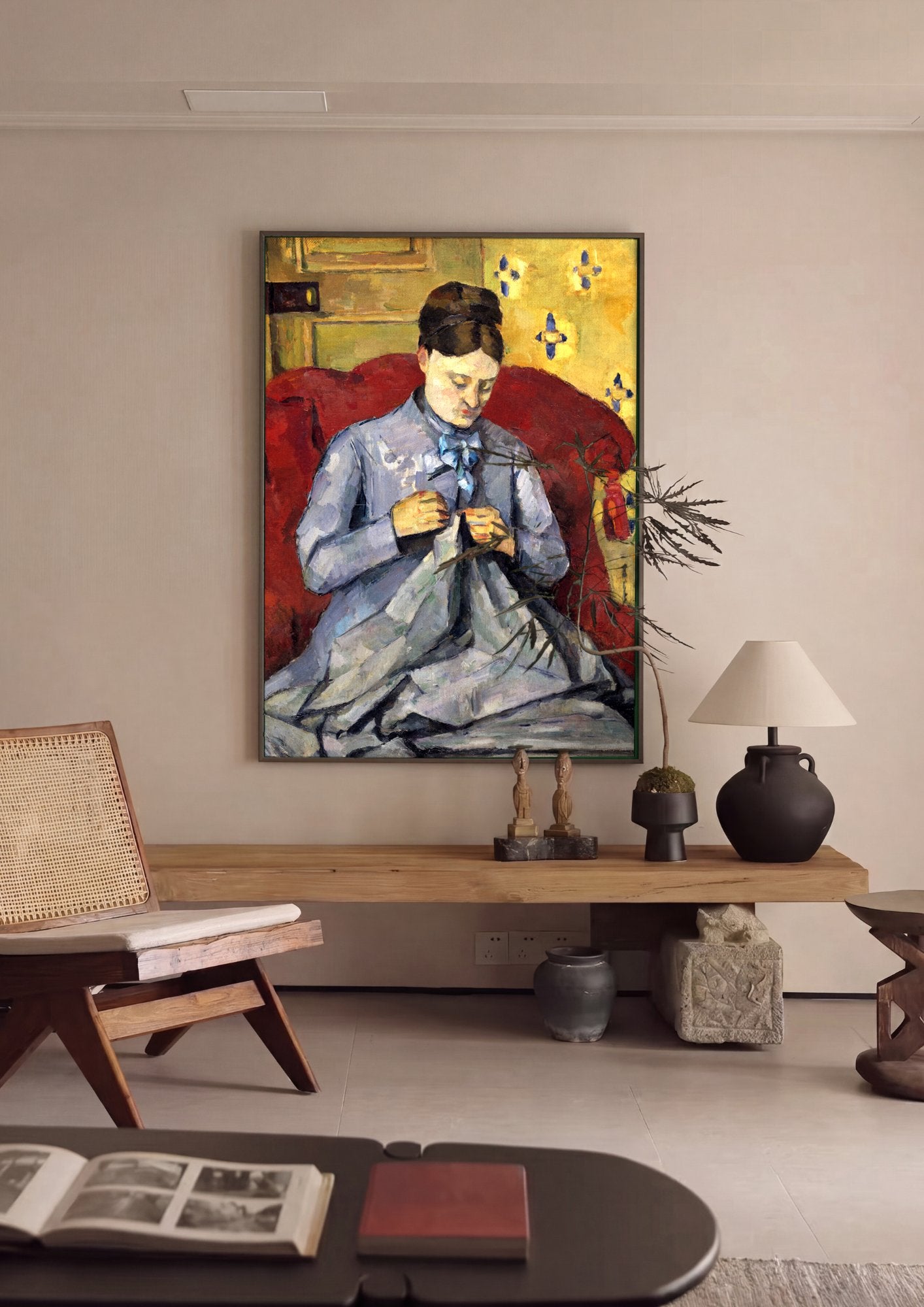 Quadro Decorativo A Costureira - Paul Cézanne em ambiente decorado