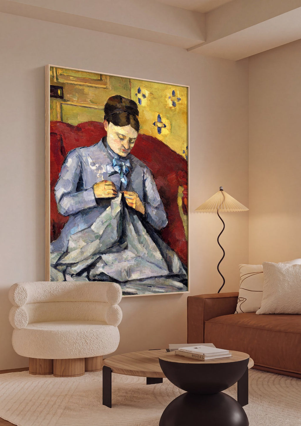 Quadro Decorativo A Costureira - Paul Cézanne em ambiente decorado