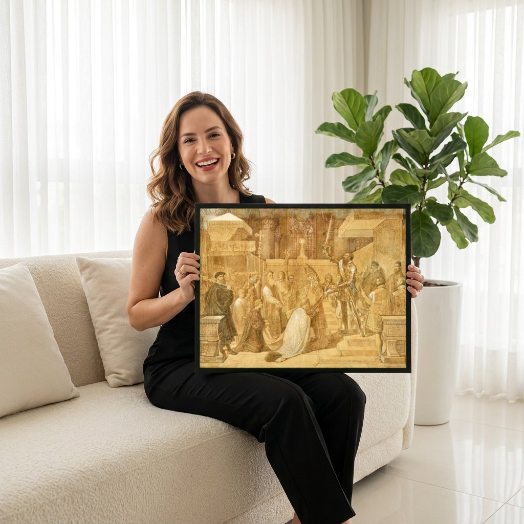 Quadro Decorativo A Investidura de São Fernando - Ingres | modelo apresentando o quadro emoldurado