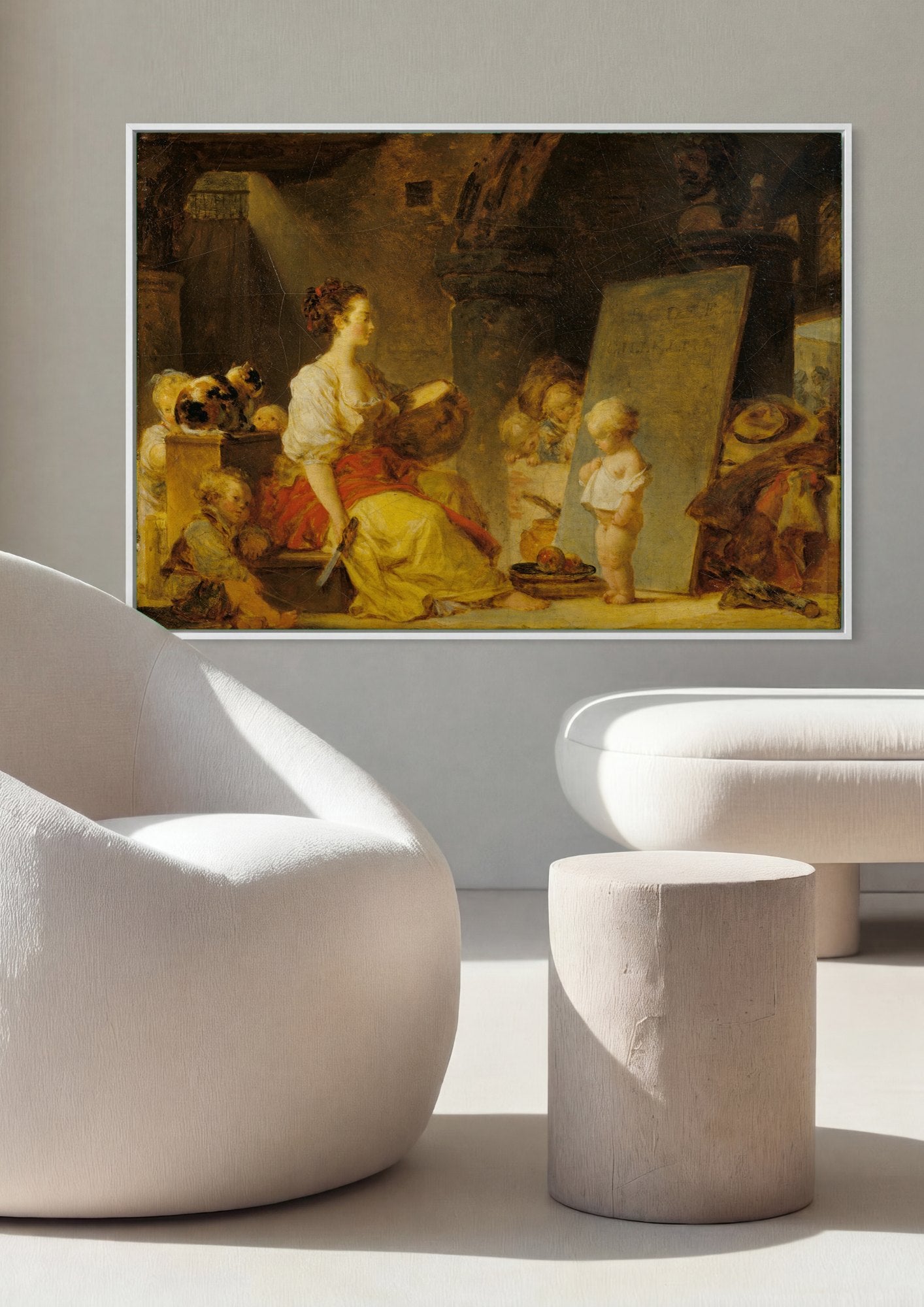 Quadro Decorativo A Escola - Jean Honoré Fragonard | quadro emoldurado na parede