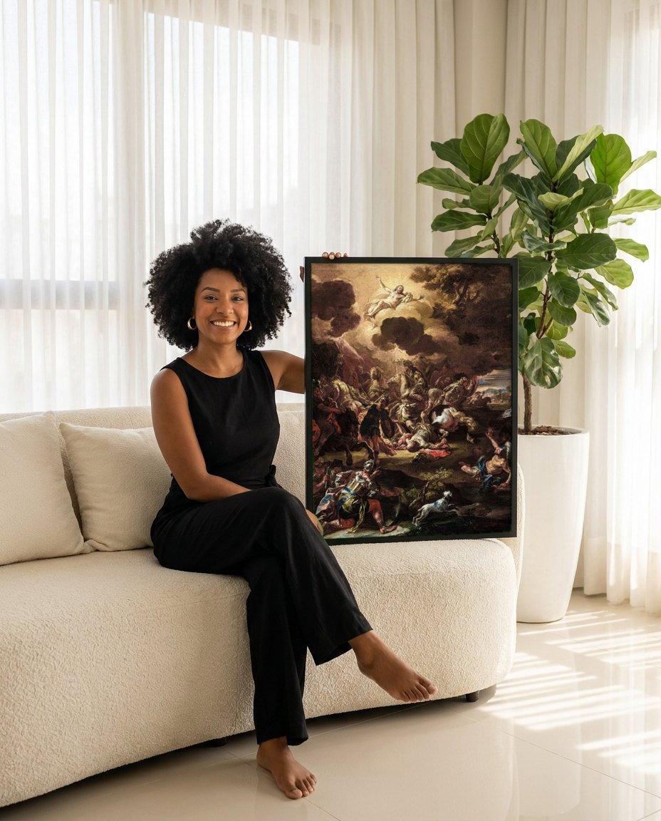 Quadro Decorativo A Conversão de Saulo - Francesco Solimena | modelo apresentando o quadro emoldurado