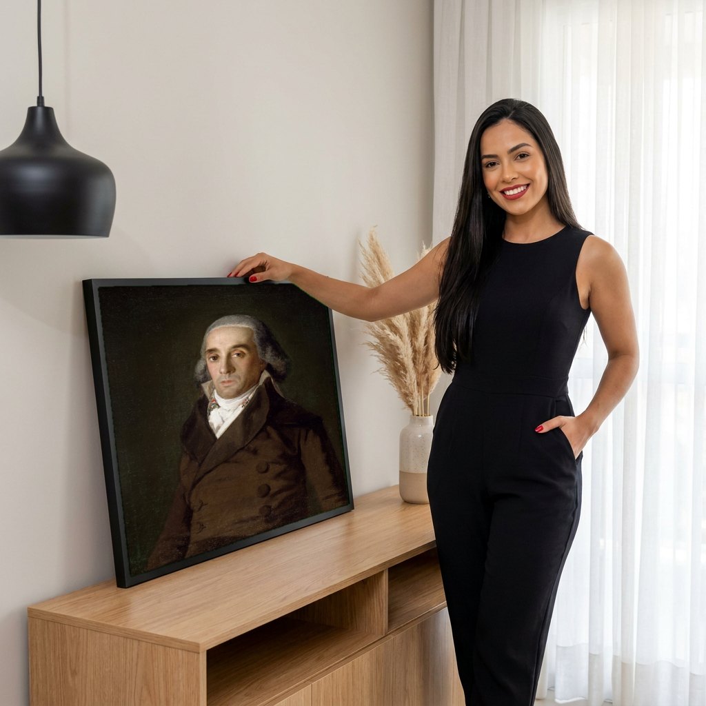 Quadro Decorativo Retrato de Caballero - Francisco de Goya | modelo apresentando o quadro emoldurado