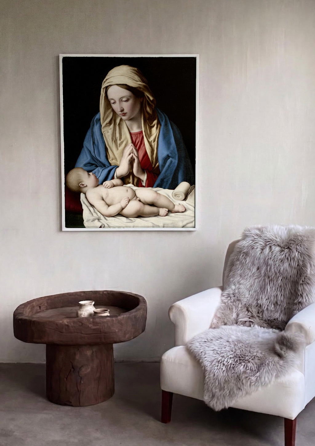 Quadro Decorativo A Virgem Orante - Sassoferrato | quadro emoldurado na parede