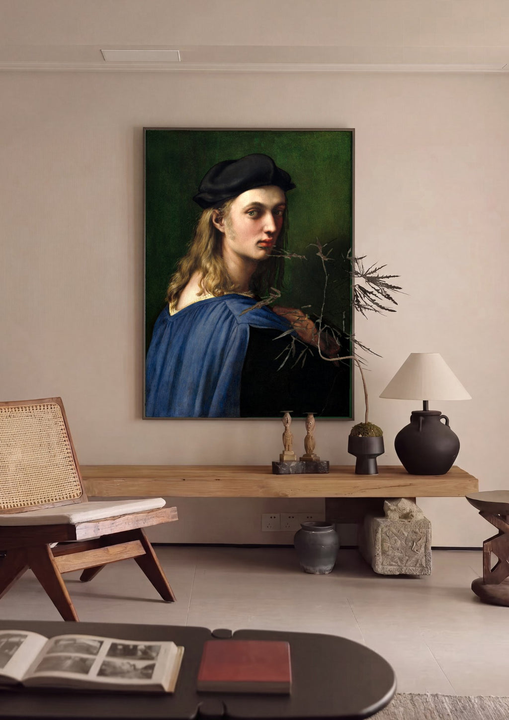 Quadro Decorativo Retrato de Jovem - Rafael em ambiente decorado