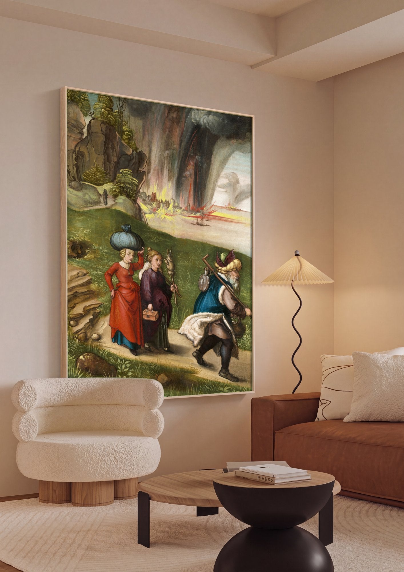 Quadro Decorativo A Fuga de Ló e Sua Família - Dürer em ambiente decorado
