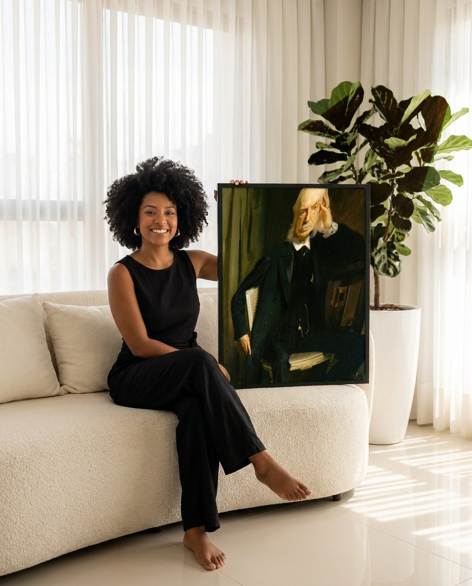 Quadro Decorativo Retrato de Gabriel Fauré - John Singer Sargent com modelo em ambiente