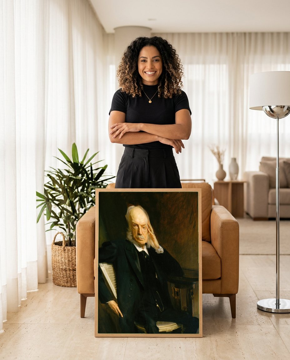 Quadro Decorativo Retrato de Gabriel Fauré - John Singer Sargent com modelo em ambiente