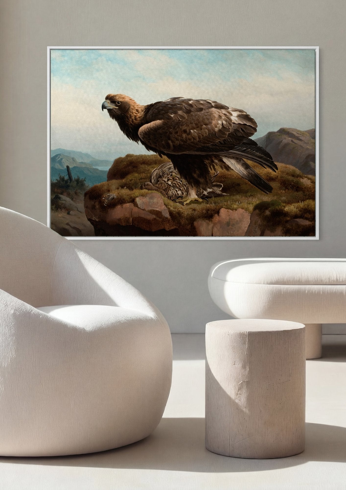 Quadro Decorativo Águia Real e Tetraz - Ferdinand von Wright em ambiente decorado