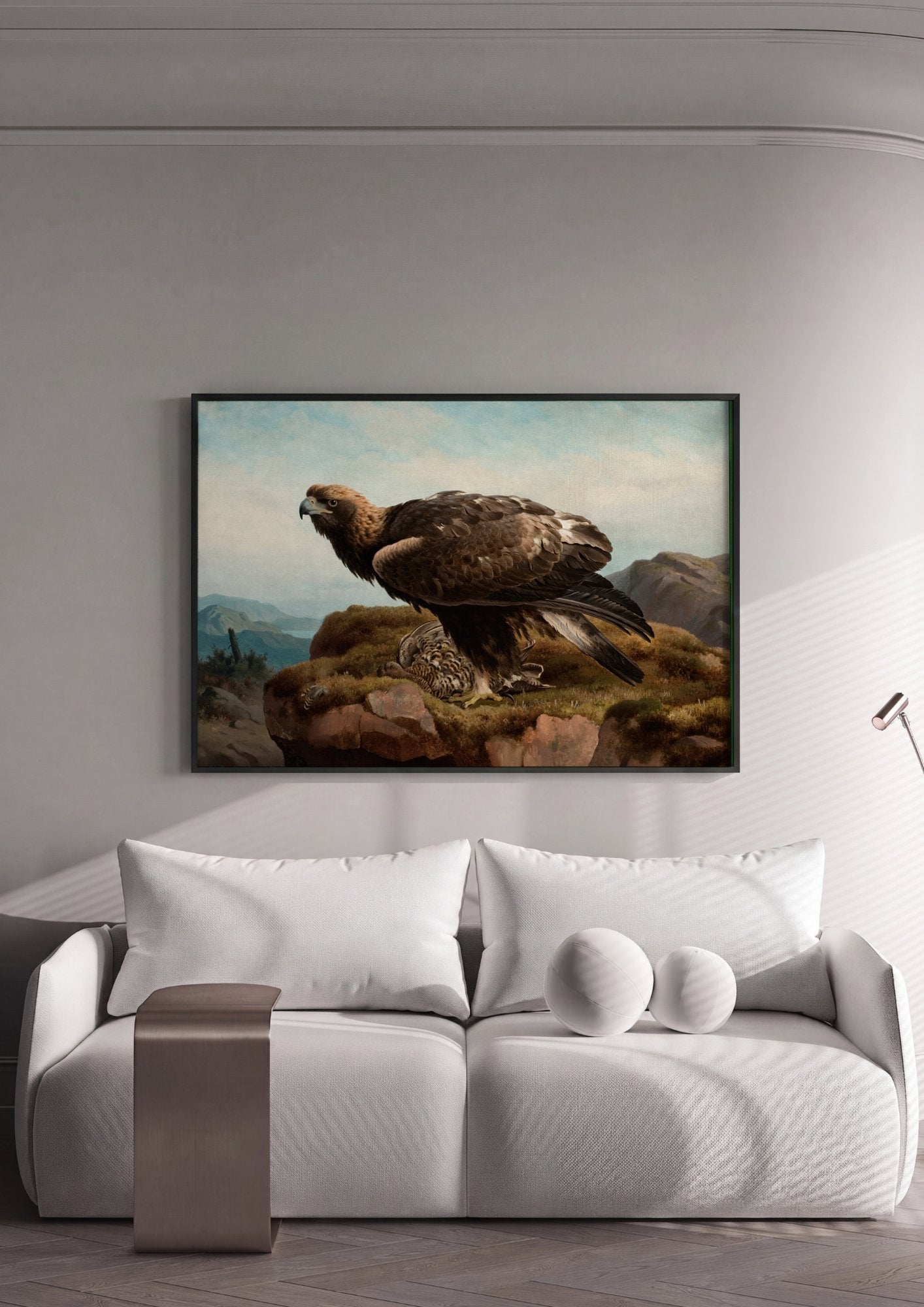 Quadro Decorativo Águia Real e Tetraz - Ferdinand von Wright em ambiente decorado