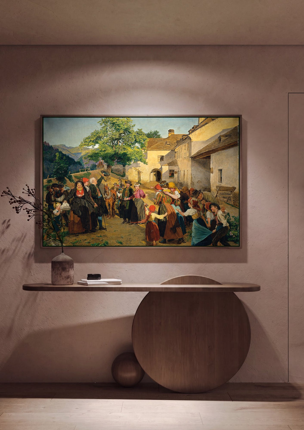 Quadro Decorativo A Festa da Colheita - Ferdinand Georg Waldmüller em ambiente decorado