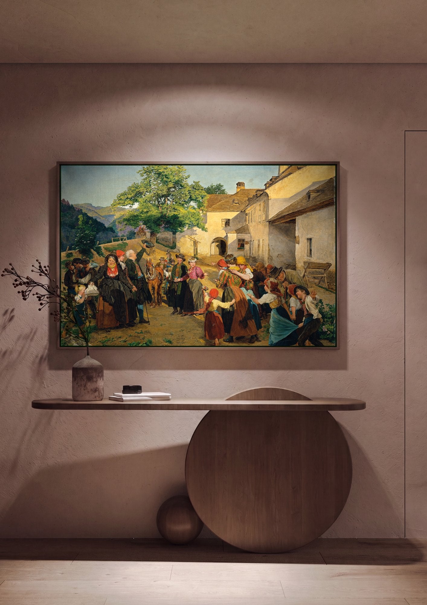 Quadro Decorativo A Festa da Colheita - Ferdinand Georg Waldmüller em ambiente decorado