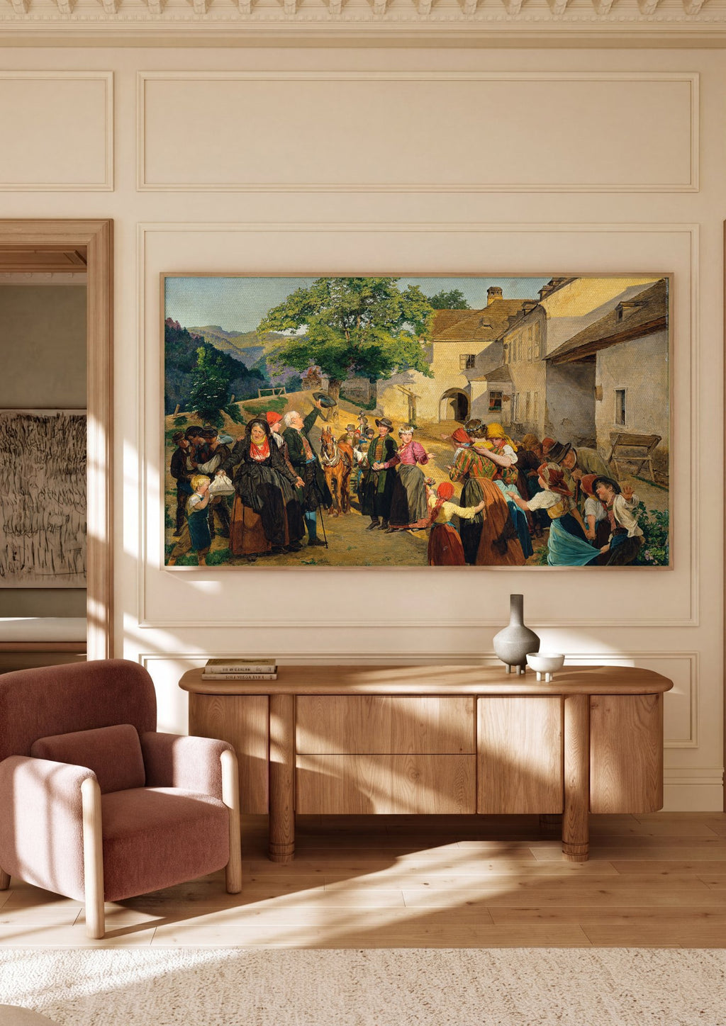 Quadro Decorativo A Festa da Colheita - Ferdinand Georg Waldmüller em ambiente decorado