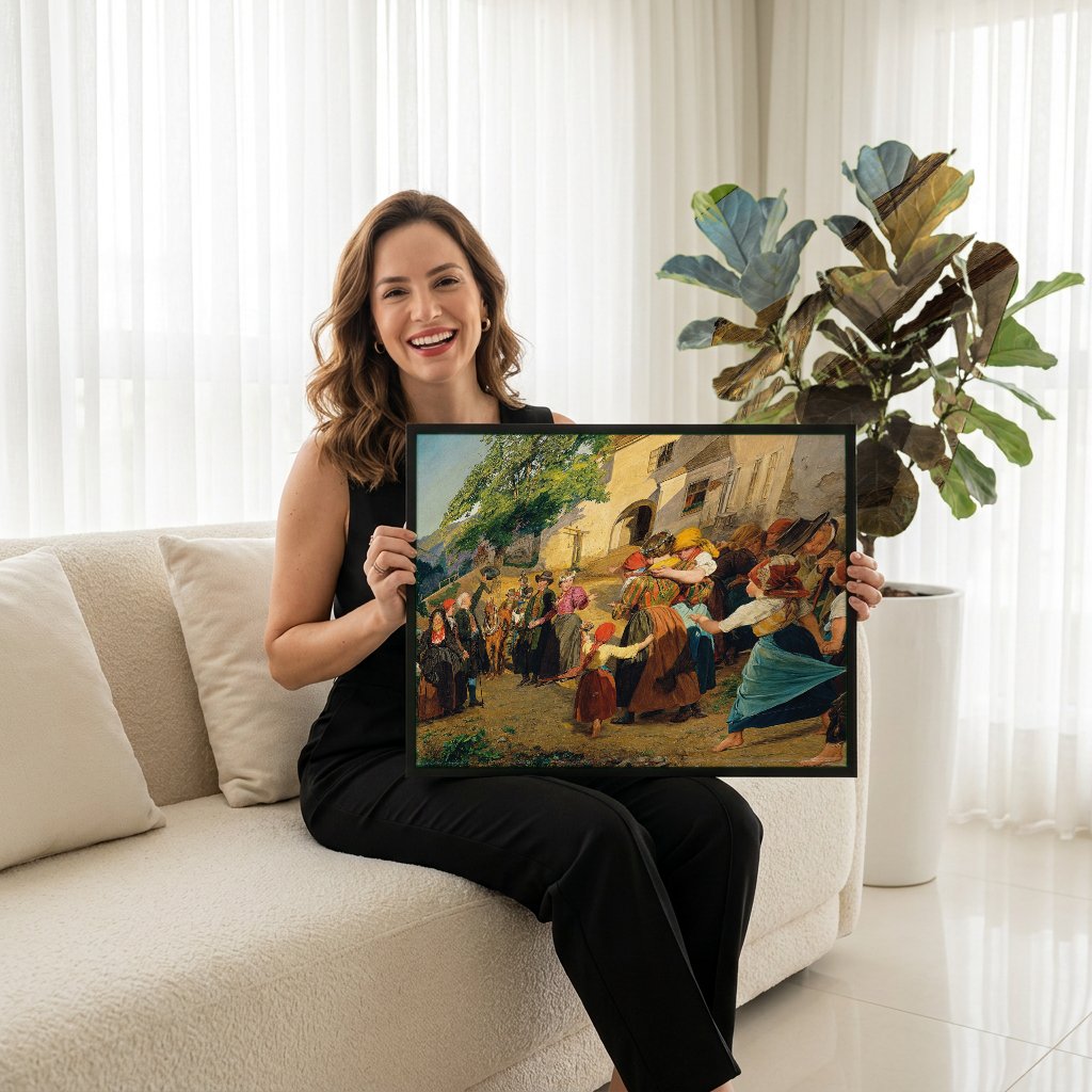 Quadro Decorativo A Festa da Colheita - Ferdinand Georg Waldmüller com modelo em ambiente