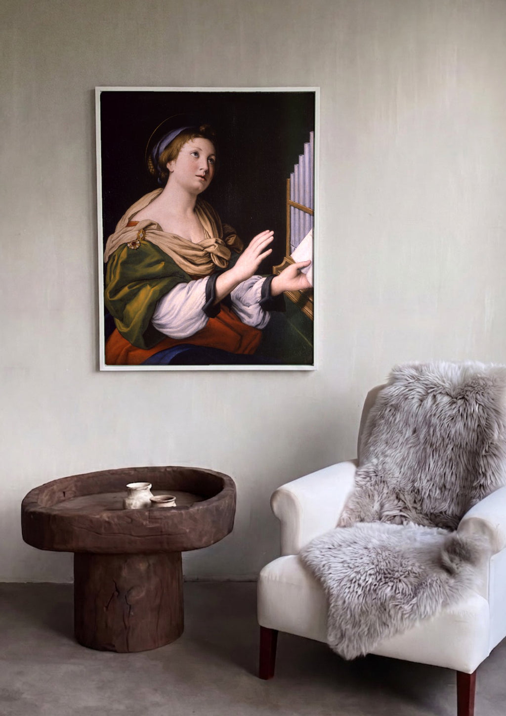 Quadro Decorativo Santa Cecília - Sassoferrato em ambiente decorado