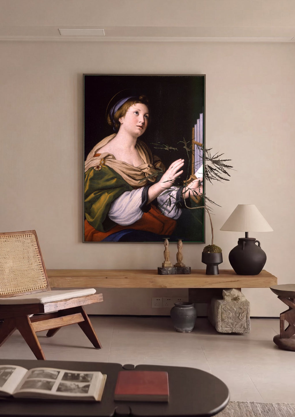 Quadro Decorativo Santa Cecília - Sassoferrato em ambiente decorado