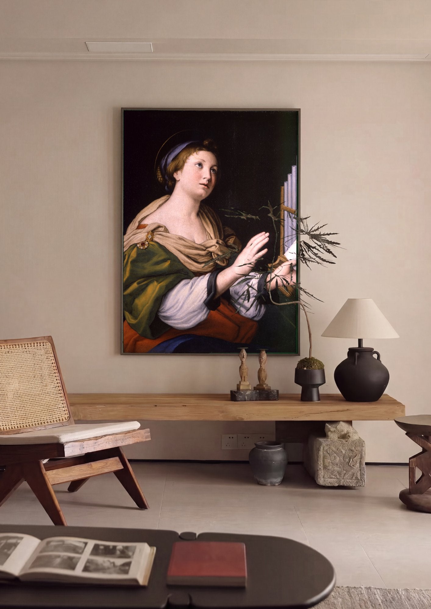 Quadro Decorativo Santa Cecília - Sassoferrato em ambiente decorado