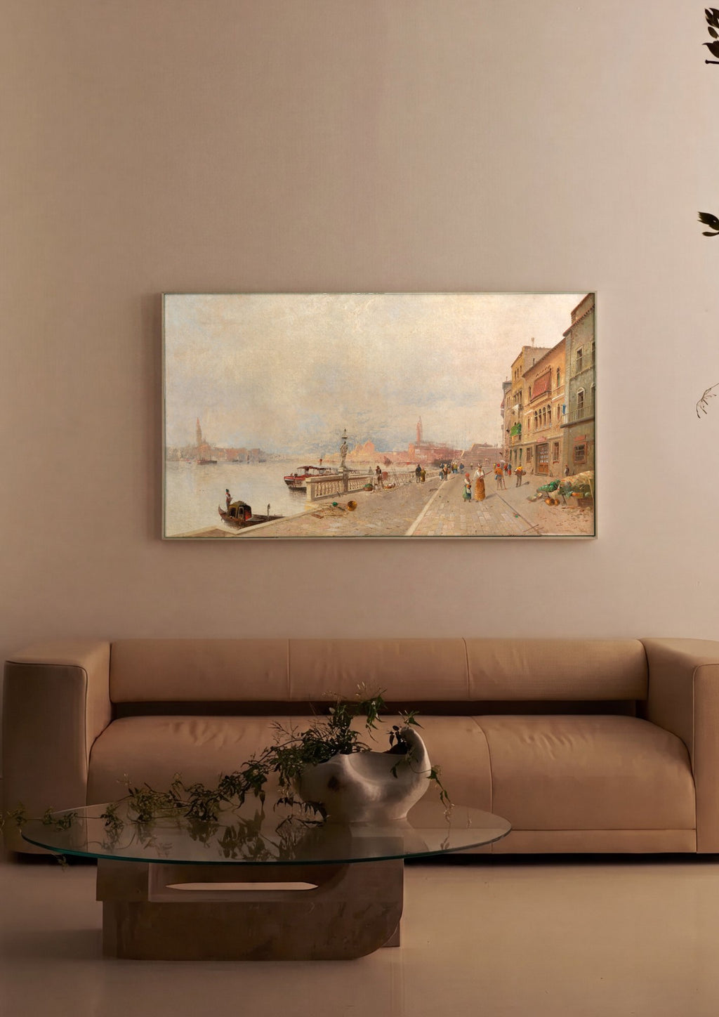 Quadro Decorativo Canal de Veneza com Figuras - Karl Kaufmann em ambiente decorado