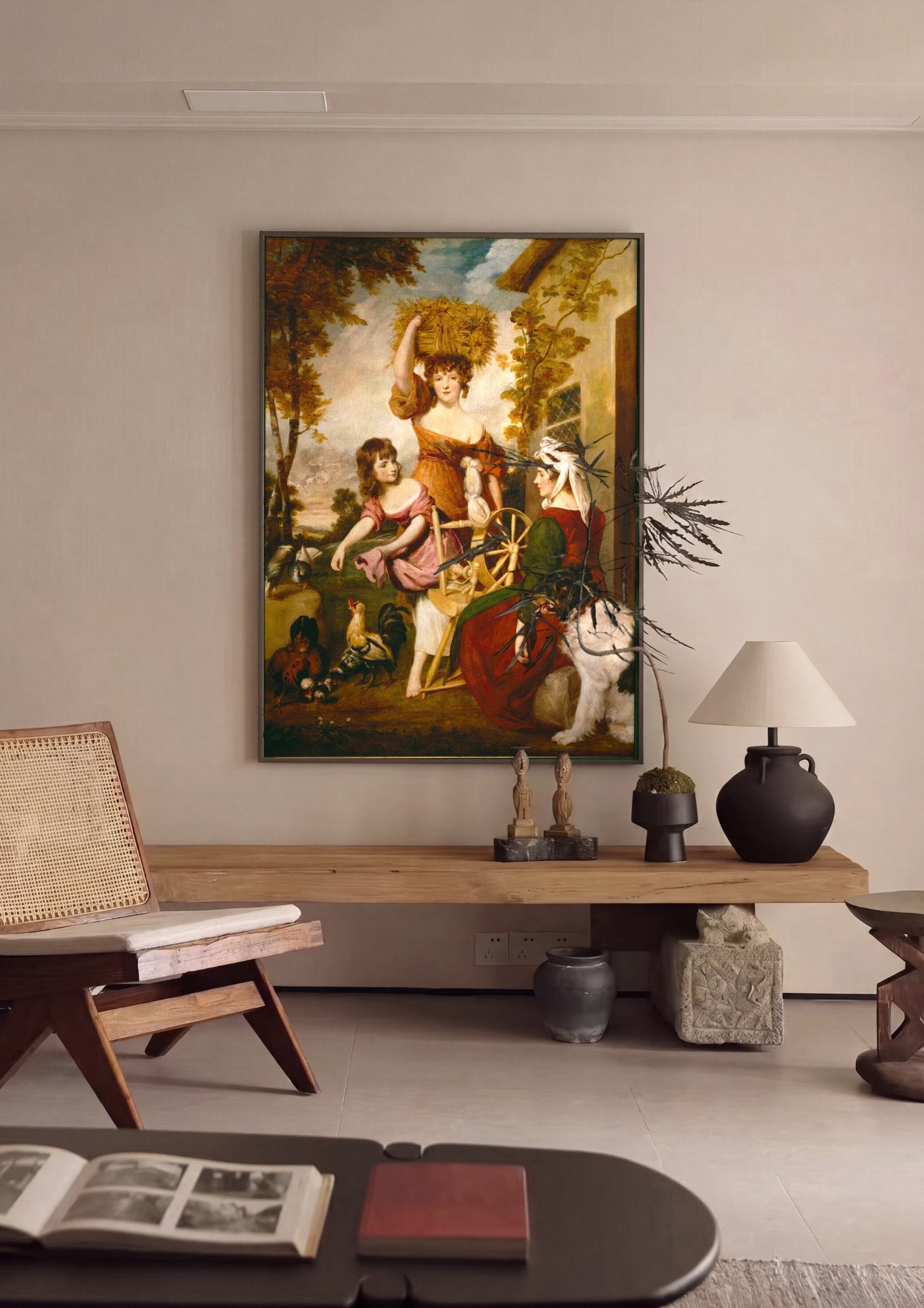 Quadro Decorativo A Camponesa com as Filhas - Sir Joshua Reynolds em ambiente decorado