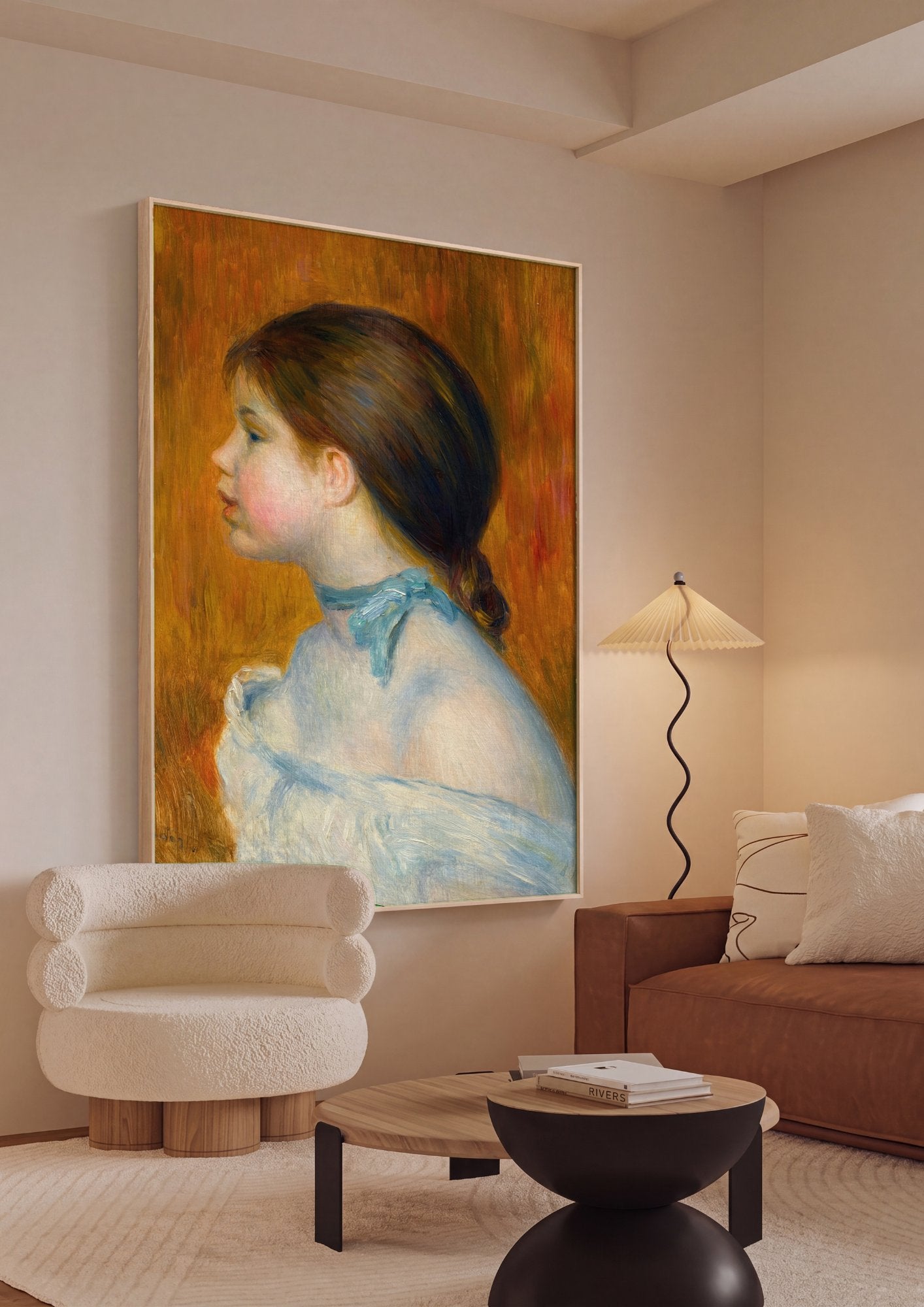 Quadro Decorativo Jovem Mulher de Perfil - Renoir em ambiente decorado