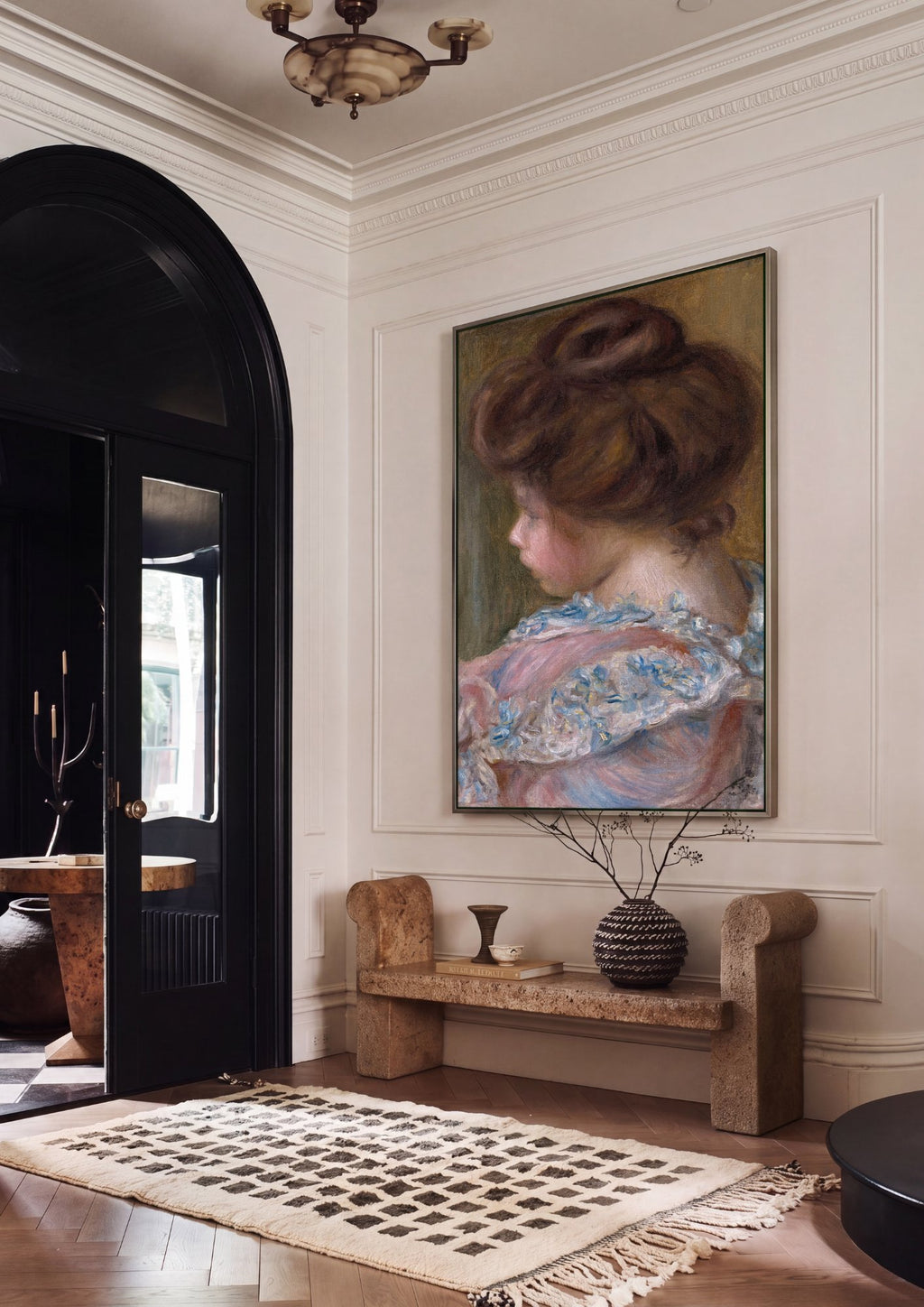 Quadro Decorativo Jovem Mulher de Perfil - Renoir em ambiente decorado