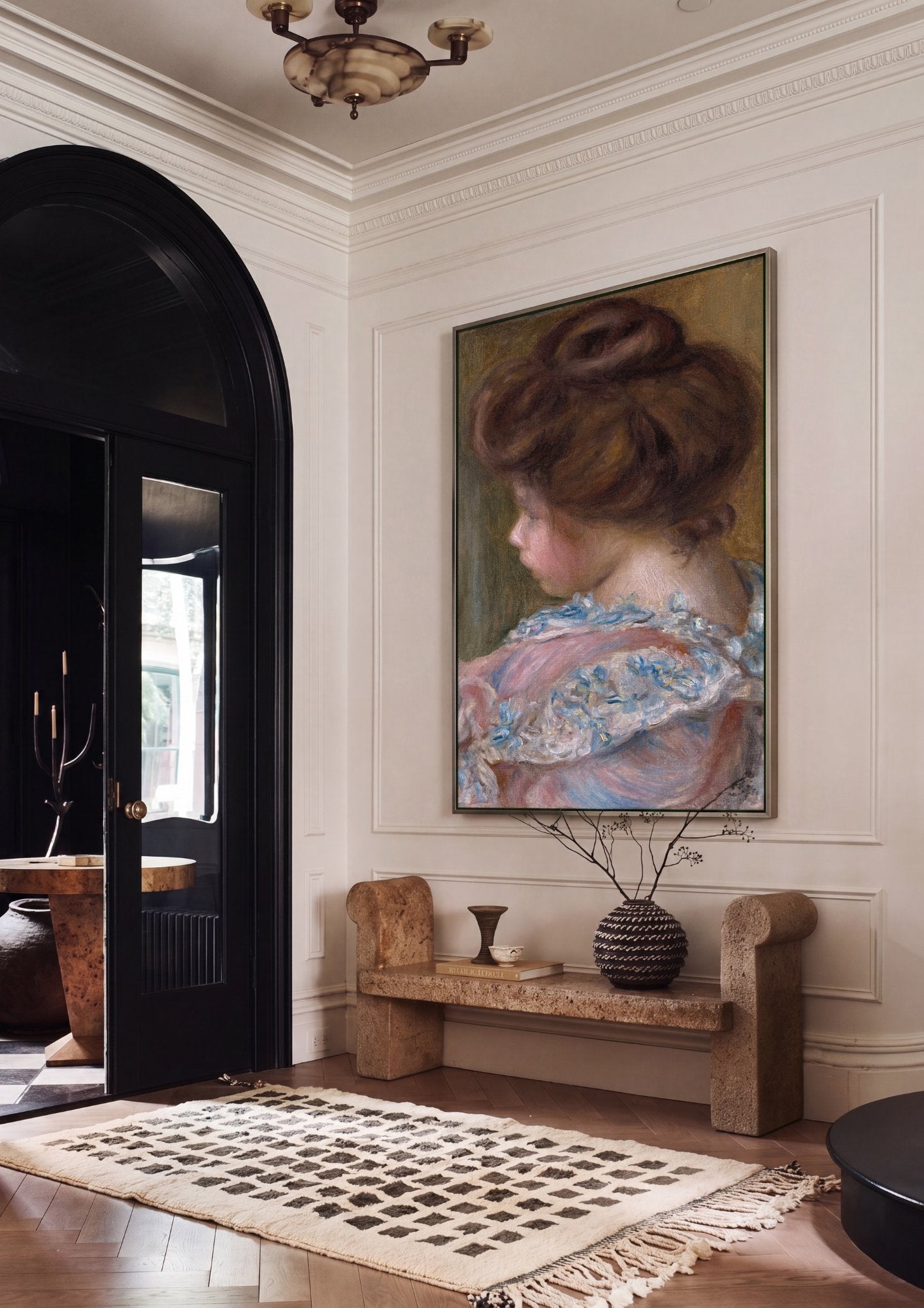 Quadro Decorativo Jovem Mulher de Perfil - Renoir em ambiente decorado