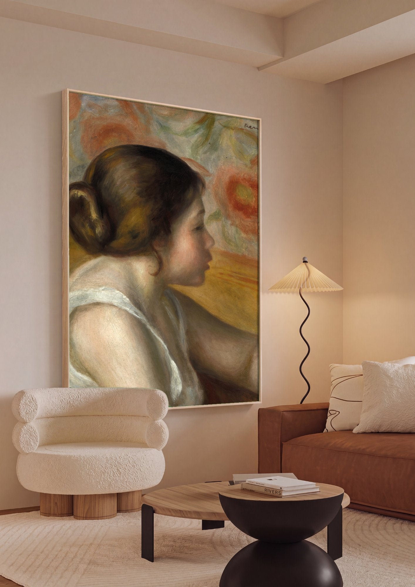 Quadro Decorativo Jovem Mulher de Perfil - Renoir em ambiente decorado