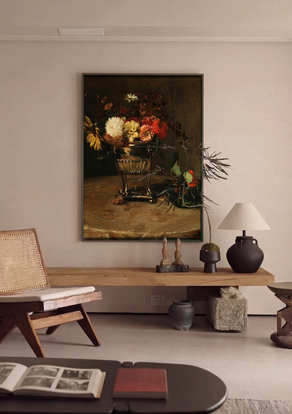 Quadro Decorativo Natureza-Morta com Flores - Jacques Émile Blanche em ambiente decorado