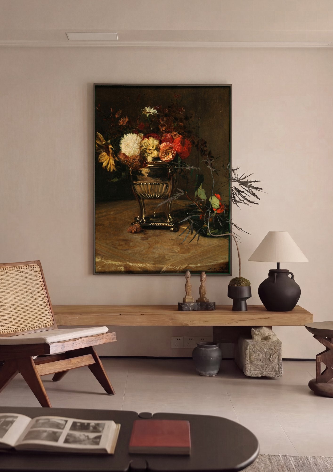 Quadro Decorativo Natureza-Morta com Flores - Jacques Émile Blanche em ambiente decorado