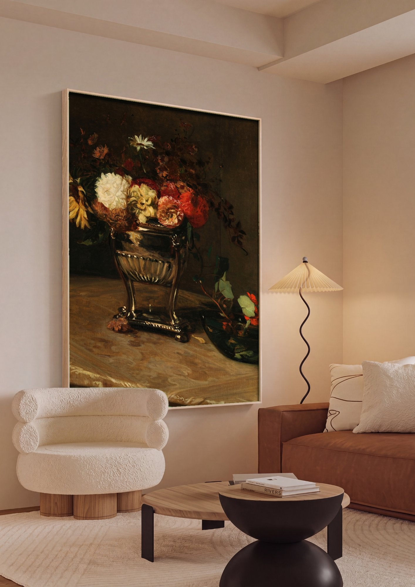 Quadro Decorativo Natureza-Morta com Flores - Jacques Émile Blanche em ambiente decorado