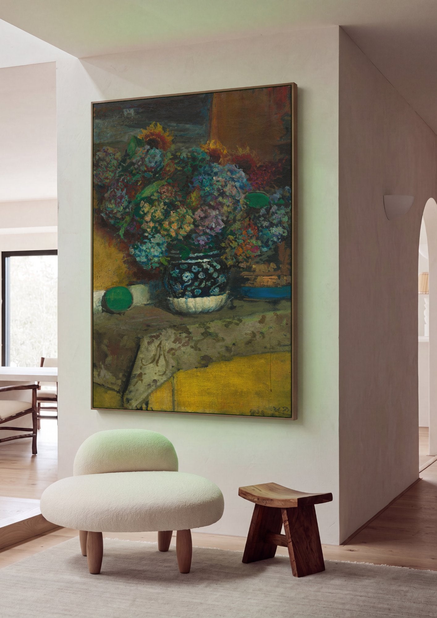 Quadro Decorativo Natureza-Morta com Flores - Jacques Émile Blanche em ambiente decorado