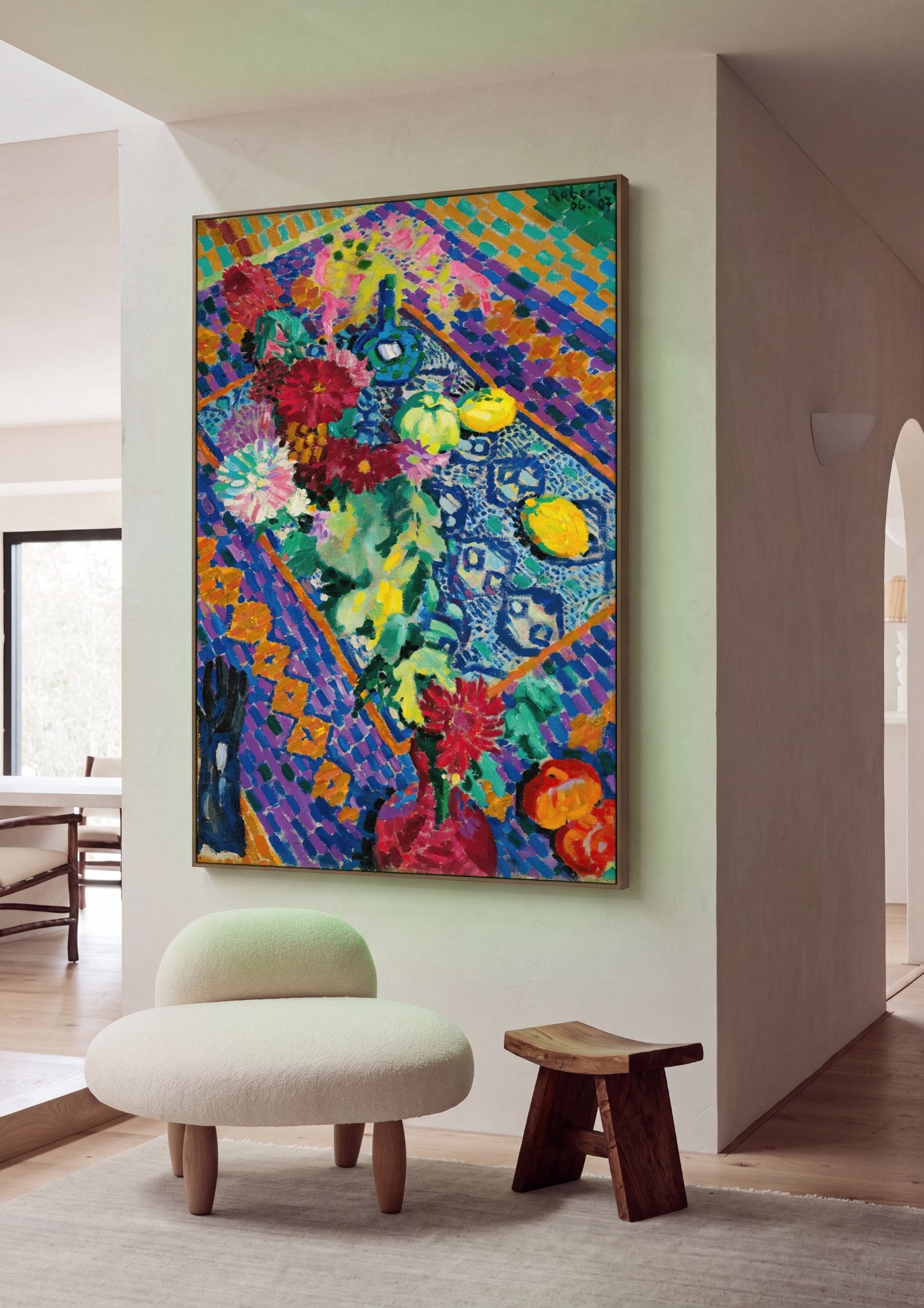 Quadro Decorativo Natureza-Morta com Flores - Robert Delaunay em ambiente decorado