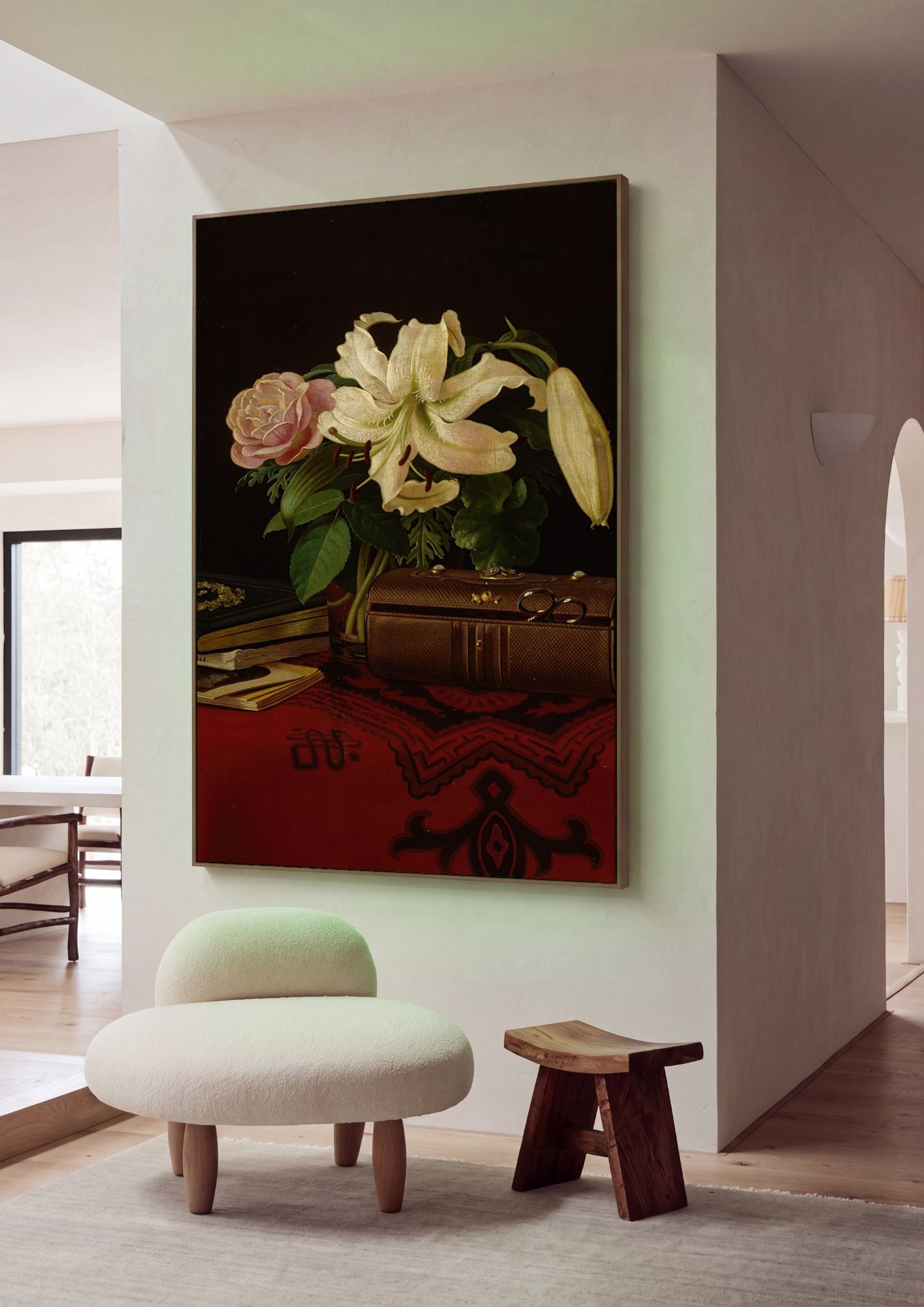 Quadro Decorativo Natureza-morta com Flores e Objetos - Ferdinand von Wright em ambiente decorado