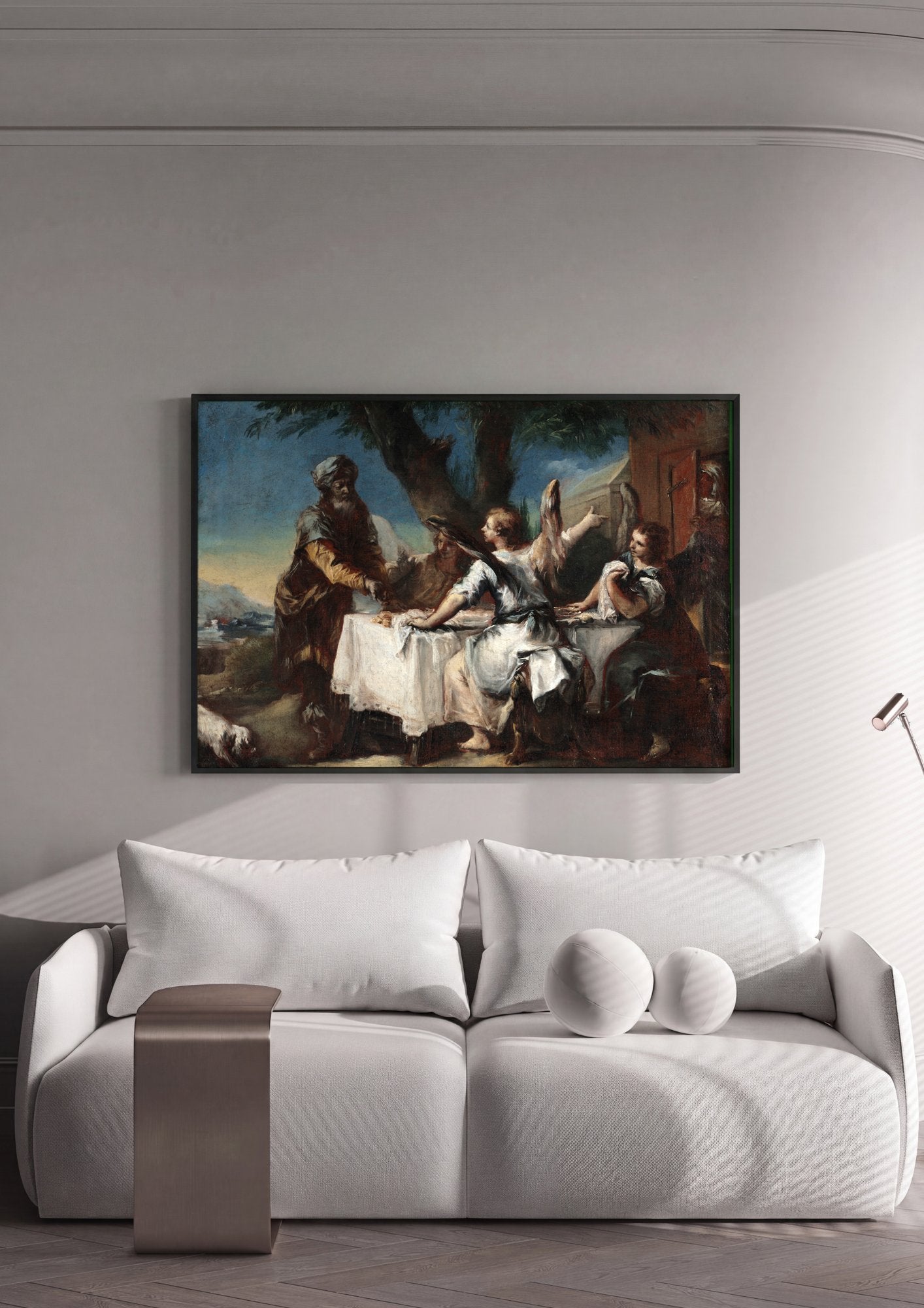 Quadro Decorativo A Chegada dos Anjos - Francesco Guardi em ambiente decorado