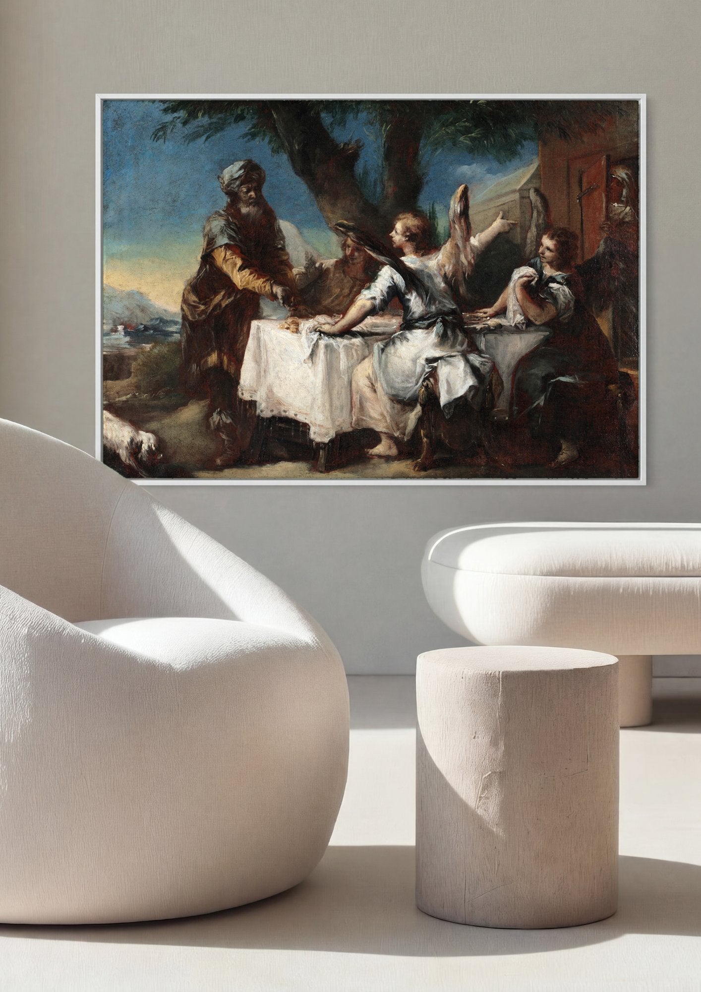 Quadro Decorativo A Chegada dos Anjos - Francesco Guardi em ambiente decorado