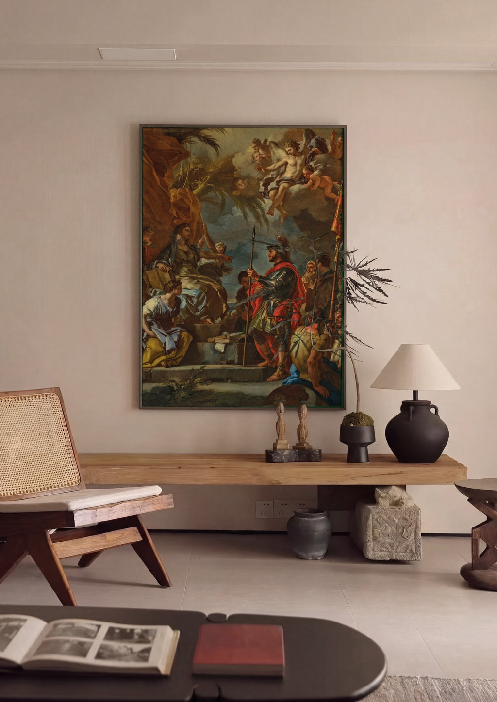 Quadro Decorativo A Oferenda a Cipião - Francesco Solimena em ambiente decorado